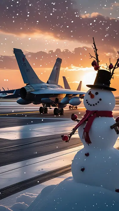 دانلود عکس با کیفیت جشن یلدا کنار جنگنده‌