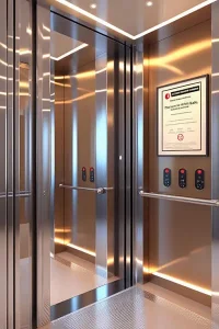 دانلود عکس با کیفیت طراحی مدرن کابین آسانسور با پنل پیشرفته