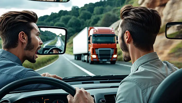 دانلود عکس با کیفیت چالش‌های رانندگی در کنار وسایل نقلیه سنگین