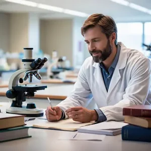 دانلود عکس با کیفیت پژوهشگر در حال کار در آزمایشگاه مدرن