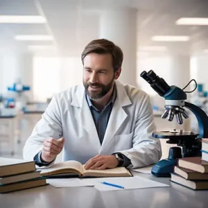دانلود عکس با کیفیت محقق متخصص در محیط کار علمی