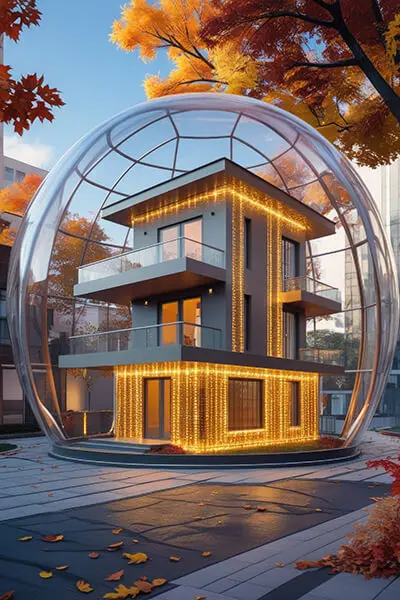 دانلود عکس با کیفیت ویلای مدرن در حباب محافظ