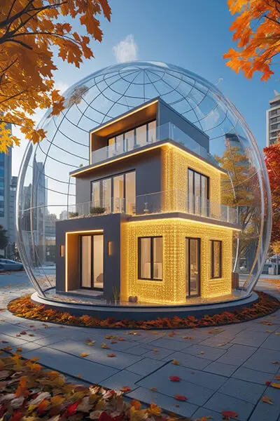 دانلود عکس با کیفیت ویلای مدرن در حباب محافظ