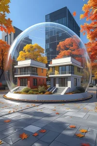 دانلود عکس با کیفیت ویلای مدرن در حباب محافظ