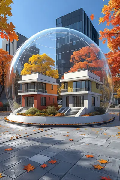 دانلود عکس با کیفیت ویلای مدرن در حباب محافظ