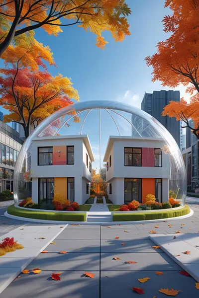 دانلود عکس با کیفیت ویلای مدرن در حباب محافظ