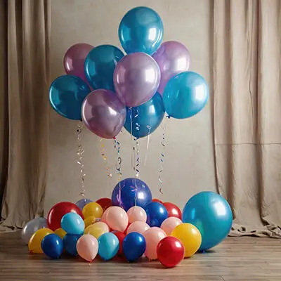 دانلود عکس با کیفیت دکوراسیون شاد با بادکنک‌های رنگارنگ