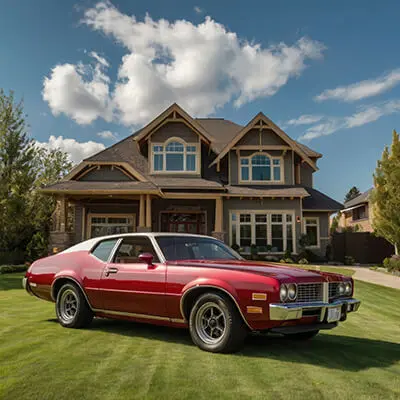 دانلود عکس با کیفیت ویلا با خودروی کلاسیک