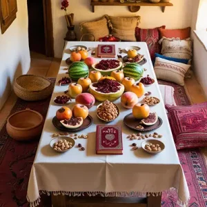 دانلود عکس با کیفیت چیدمان میز شب یلدا