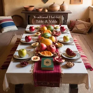 دانلود عکس با کیفیت چیدمان میز شب یلدا