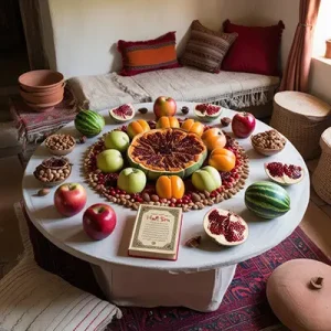 دانلود عکس با کیفیت چیدمان سنتی سفره شب یلدا
