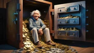 دانلود عکس با کیفیت پیرمرد ثروتمند و گاوصندوق
