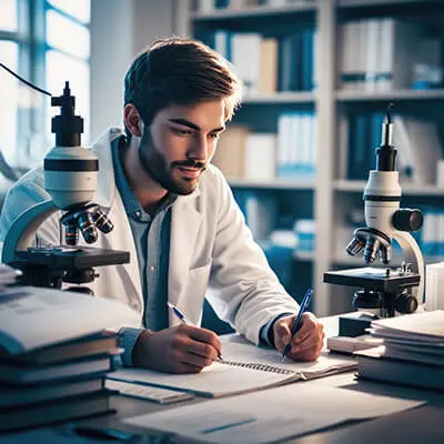 دانلود عکس با کیفیت پژوهشگر در حال کار در آزمایشگاه مدرن