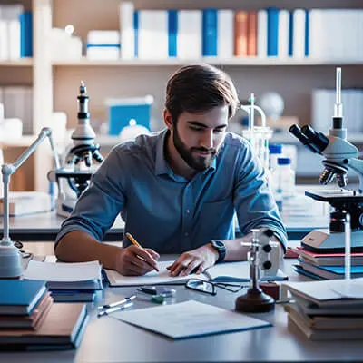دانلود عکس با کیفیت پژوهشگر در حال کار در آزمایشگاه مدرن