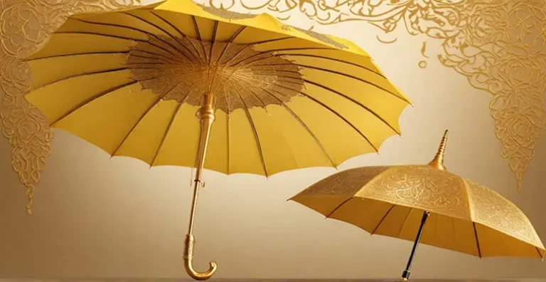 دانلود عکس با کیفیت چتر طلایی با نقش‌های اسلیمی
