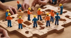 دانلود عکس با کیفیت کارگران مینیاتوری با کلاه ایمنی