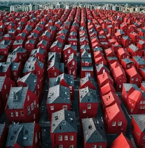 دانلود عکس با کیفیت شهرک خانه‌های قرمز و نماهای تکراری