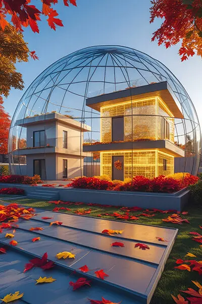 دانلود عکس با کیفیت ویلا مدرن و فوق‌العاده با طراحی کروی شیشه‌ای
