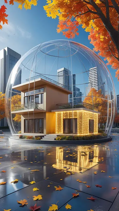 دانلود عکس با کیفیت ویلا مدرن و فوق‌العاده با طراحی کروی شیشه‌ای
