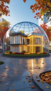 دانلود عکس با کیفیت ویلای مدرن در حباب محافظ