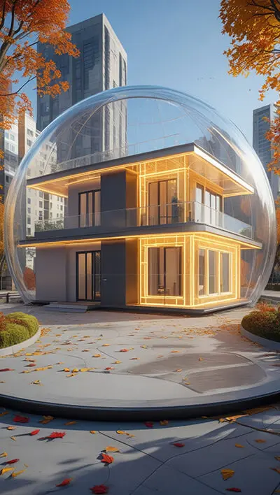 دانلود عکس با کیفیت ویلا مدرن و فوق‌العاده با طراحی کروی شیشه‌ای