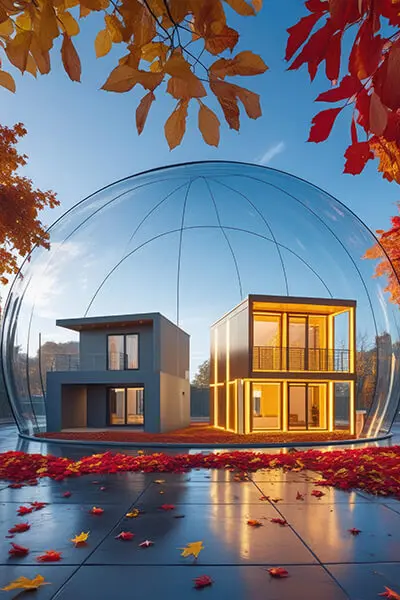 دانلود عکس با کیفیت ویلای مدرن در حباب محافظ