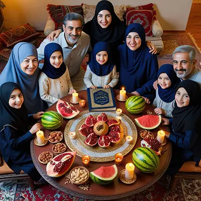 دانلود عکس با کیفیت گرمای خانواده در بلندترین شب سال