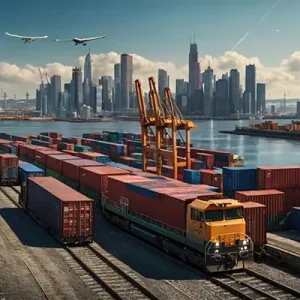 دانلود عکس با کیفیت قطار باری در مسیر صادرات و واردات
