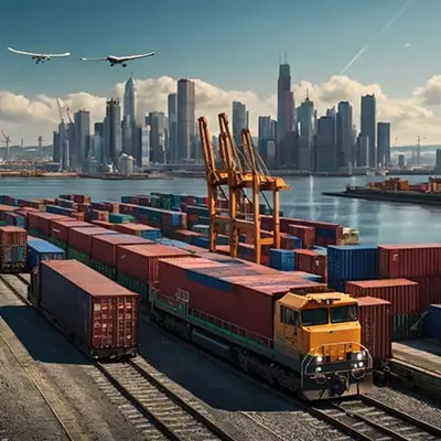 دانلود عکس با کیفیت قطار باری در مسیر صادرات و واردات