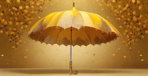 دانلود عکس با کیفیت چتر طلایی با نقوش اسلیمی