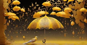دانلود عکس با کیفیت چتر با طرح‌های اسلیمی و پرنده‌