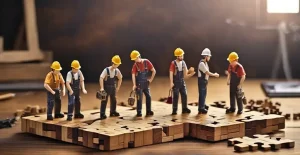 دانلود عکس با کیفیت کارگران مینیاتوری در حال ساخت و ساز