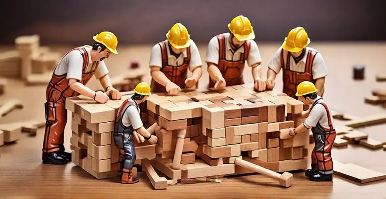 دانلود عکس با کیفیت شبیه‌سازی ساخت‌وساز با کارگران مینیاتوری