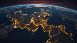 دانلود عکس با کیفیت نمای هوایی درخشان در شب
