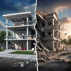 دانلود عکس با کیفیت مقایسه ایمنی ساخت‌وساز در برابر فاجعه زلزله