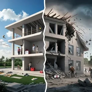 دانلود عکس با کیفیت مقایسه ساختمان در زلزله