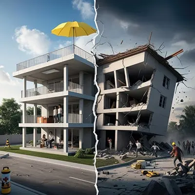 دانلود عکس با کیفیت مقایسه ساختمان در زلزله