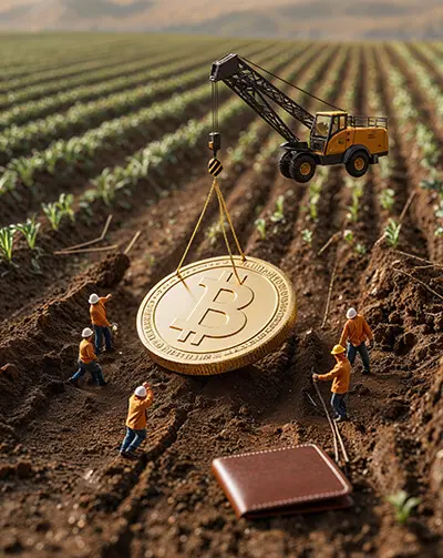 دانلود عکس با کیفیت برداشت ارز دیجیتال در مزرعه