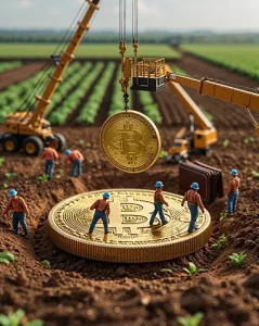 دانلود عکس با کیفیت کشاورزی با برداشت بیت‌کوین