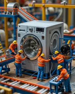 دانلود عکس با کیفیت مونتاژ لباسشویی توسط کاگران مینیاتوری