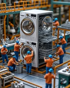 دانلود عکس با کیفیت خط تولید لوازم خانگی توسط کاگران مینیاتوری