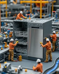 دانلود عکس با کیفیت مونتاژ نهایی ماشین ظرفشویی
