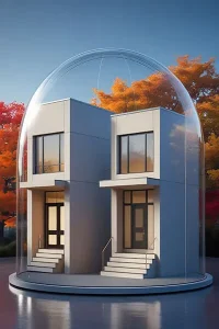 دانلود عکس با کیفیت ویلای دوقلو با حفاظ شفاف