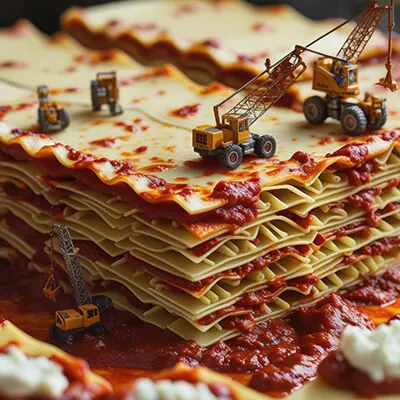 دانلود عکس با کیفیت پروژه ساختمانی مینیاتوری روی لازانیا
