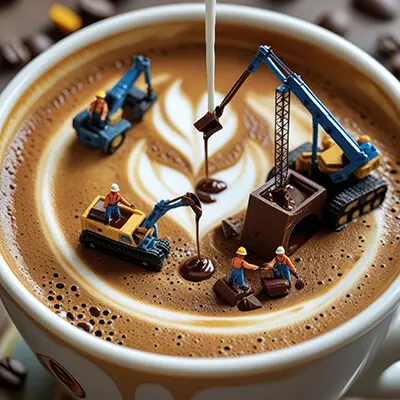 دانلود عکس با کیفیت خلاقیت مینیاتوری در سرو قهوه