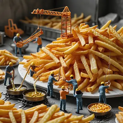 دانلود عکس با کیفیت خط تولید سیب‌زمینی سرخ‌شده