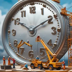 دانلود عکس با کیفیت نصب ساعت بزرگ در فضای شهری