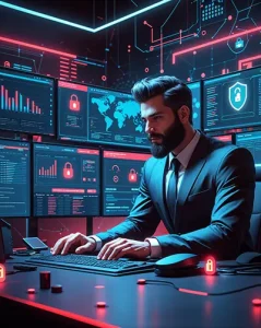 دانلود عکس با کیفیت مدیریت حملات سایبری با فناوری پیشرفته