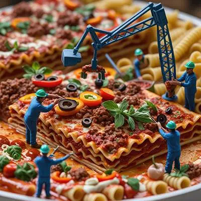 دانلود عکس با کیفیت لازانیا با کارگران مینیاتوری