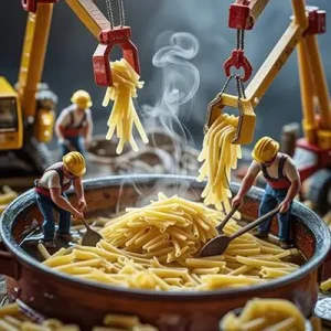 دانلود عکس با کیفیت کارگاه ساخت ماکارونی با تیم مینیاتوری